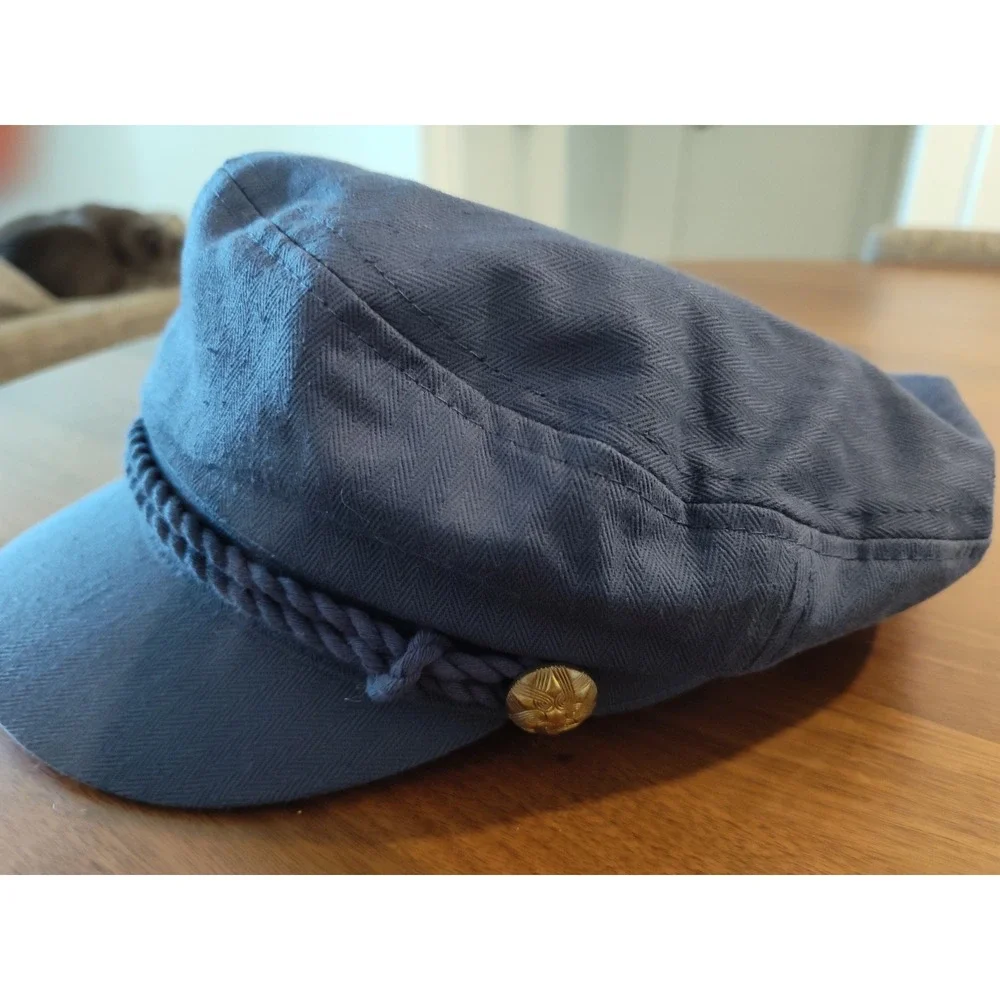 Epoch Hats Company Blue Herringbone Greek Fisherman Fiddler Cap Hat CD2790